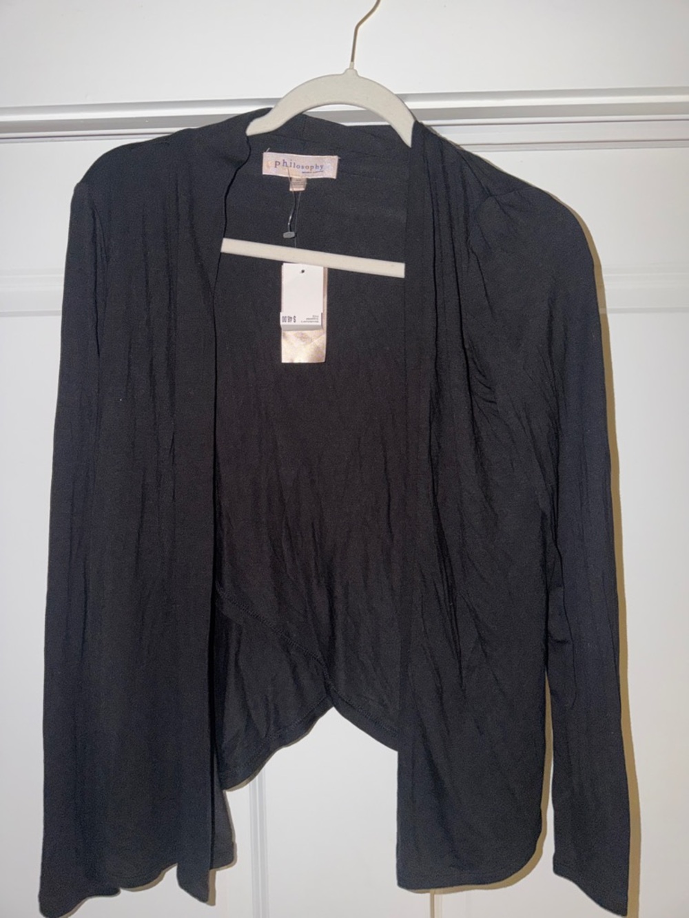 Philosophy Black Draped Open-Front Women's Cardigan